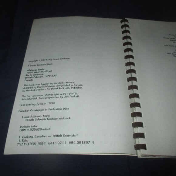 British Columbia Heritage Cookbook from Mary Evans-Atkinson - Picture 4 of 4